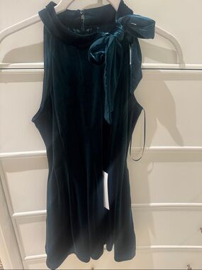 GB girls Dark Green Velvet Bow Neck Formal Dress